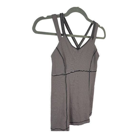 Lululemon Happy Strappy Tank Top Mini Pop Stripe Black Mink Berry Size 6 - Picture 6 of 8
